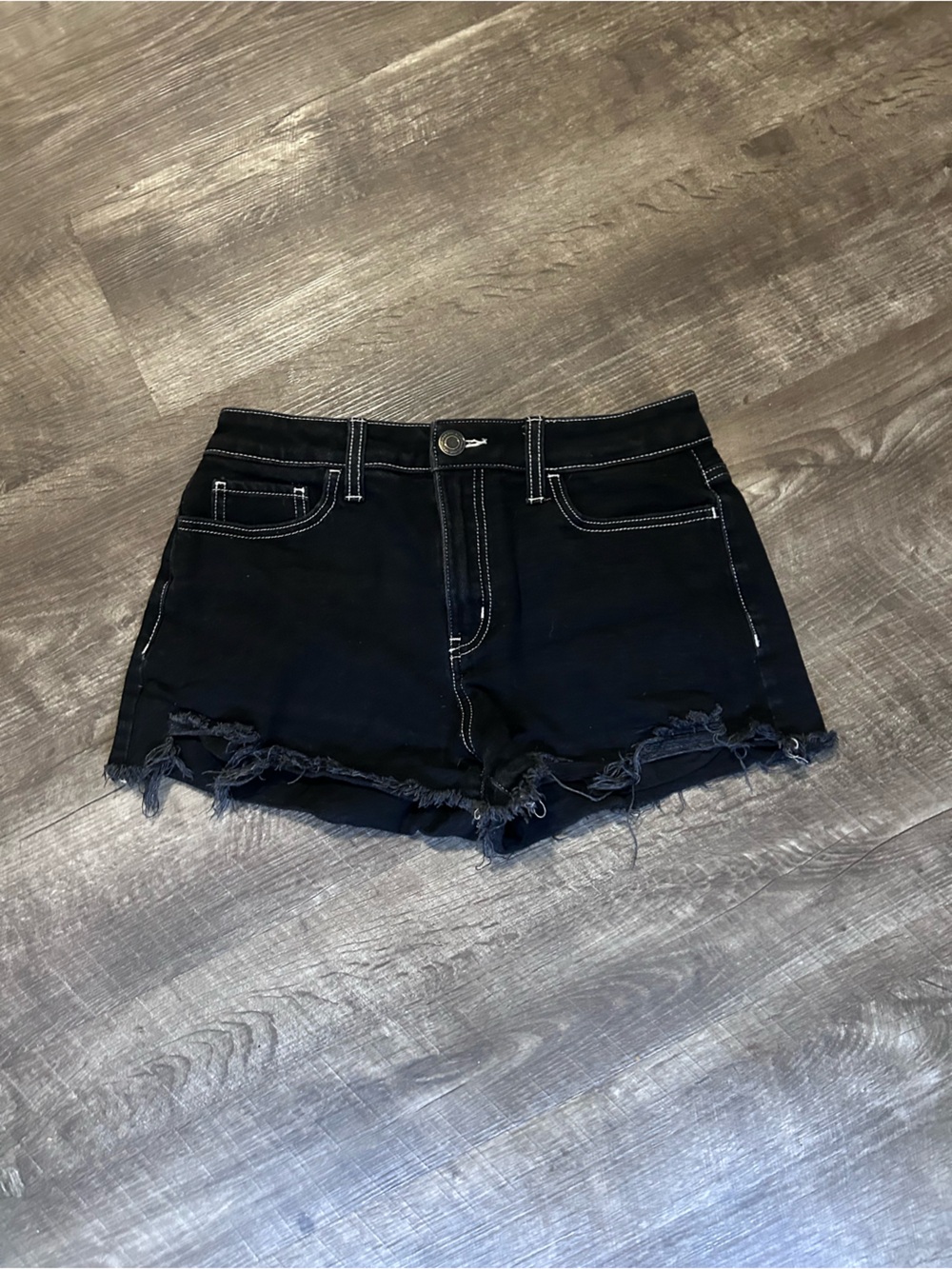 SO Black Denim Tube Top with Contrast Stitching